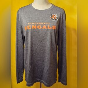 Majestic Cincinnati Bengals Long Sleeve Tee - Gray with Orange Logo